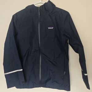 Patagonia Kids H2NO Waterproof Hooded Rain Jacket Size 12 Navy Blue